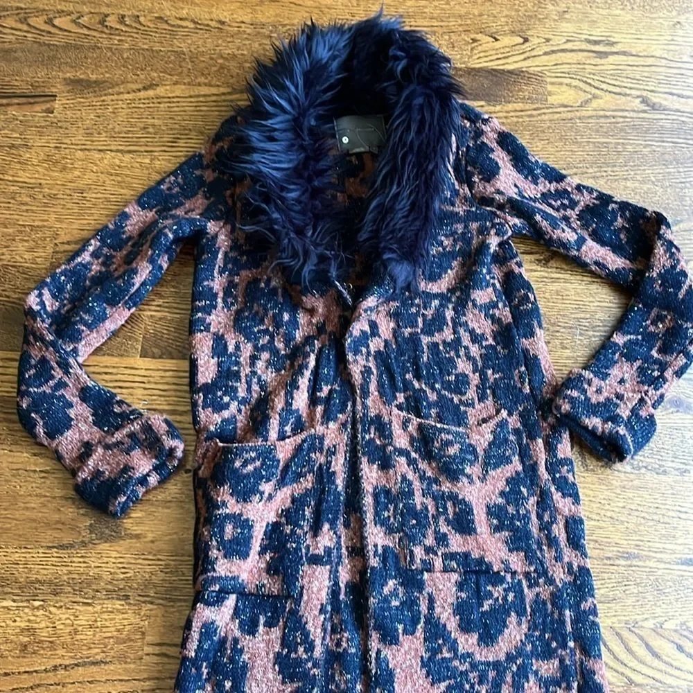 By Anthropologie Jacquard Cardigan Sweater Size Small